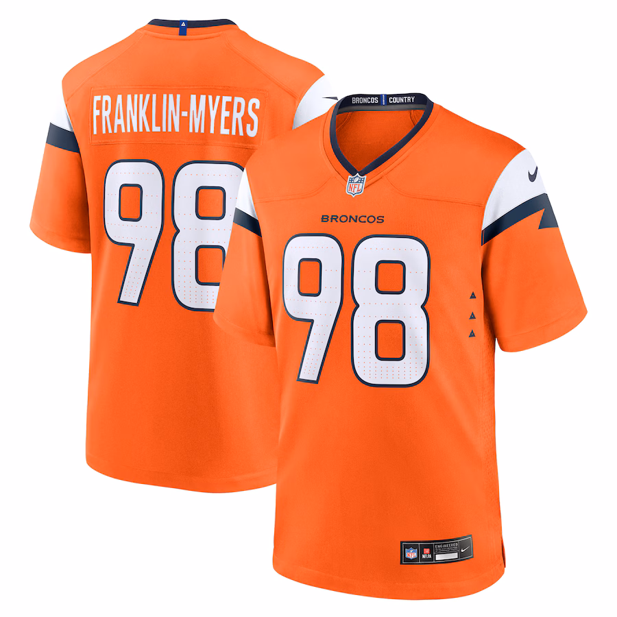 Men's Denver Broncos John Franklin-Myers Nike Orange Team Game Jersey - ujerseystore