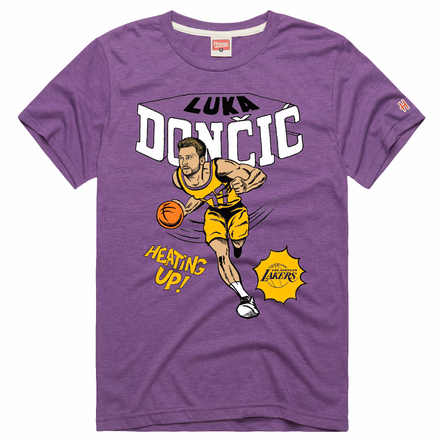 Men's Los Angeles Lakers Luka Dončić Homage Purple Comic Book Tri-Blend T-Shirt - ujerseystore