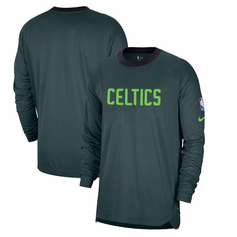 Men's Boston Celtics Nike Green 2024/25 City Edition Authentic Pregame Performance Long Sleeve Shooting T-Shirt - ujerseystore