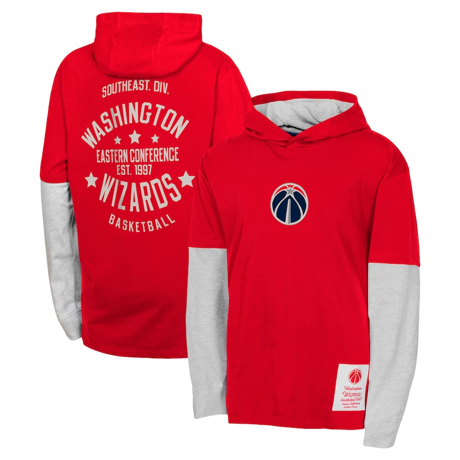 Youth Washington Wizards Red Small Ball Long Sleeve Hoodie T-Shirt - ujerseystore