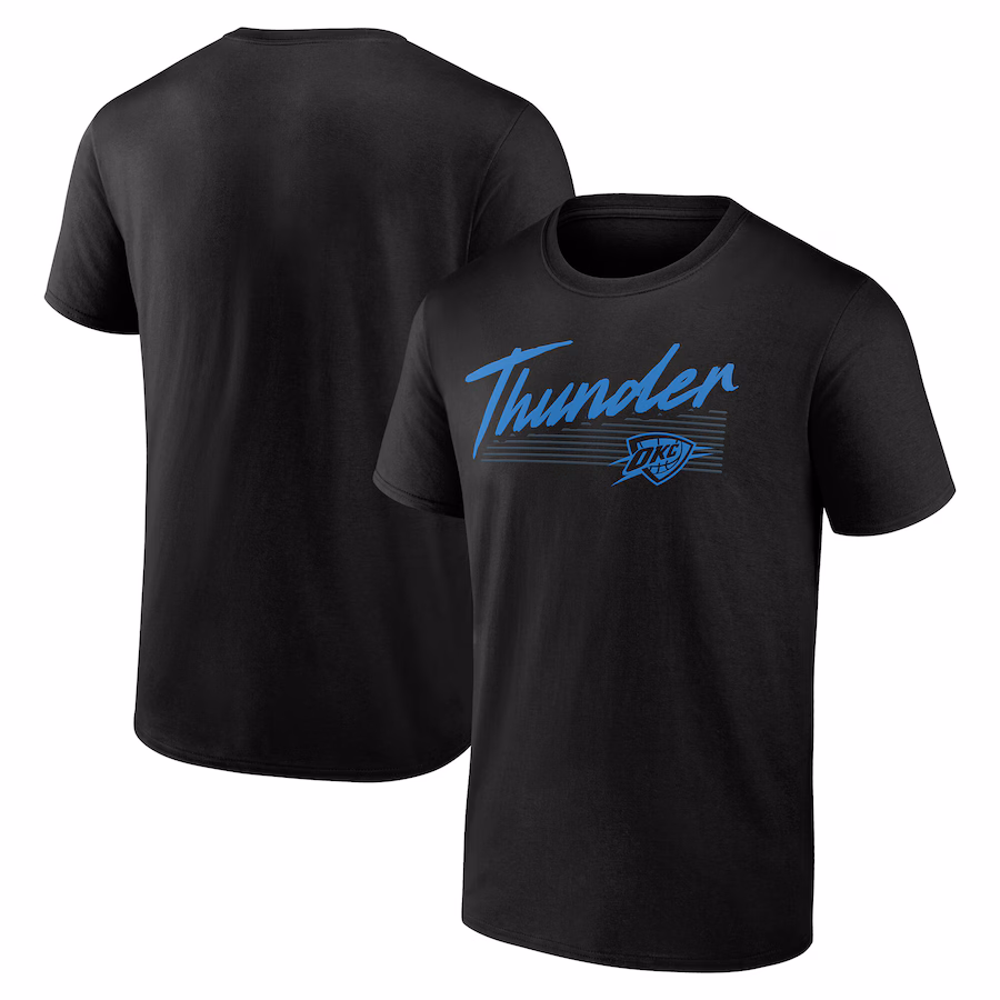 Men's Oklahoma City Thunder Black Color Block Slant T-Shirt - ujerseystore