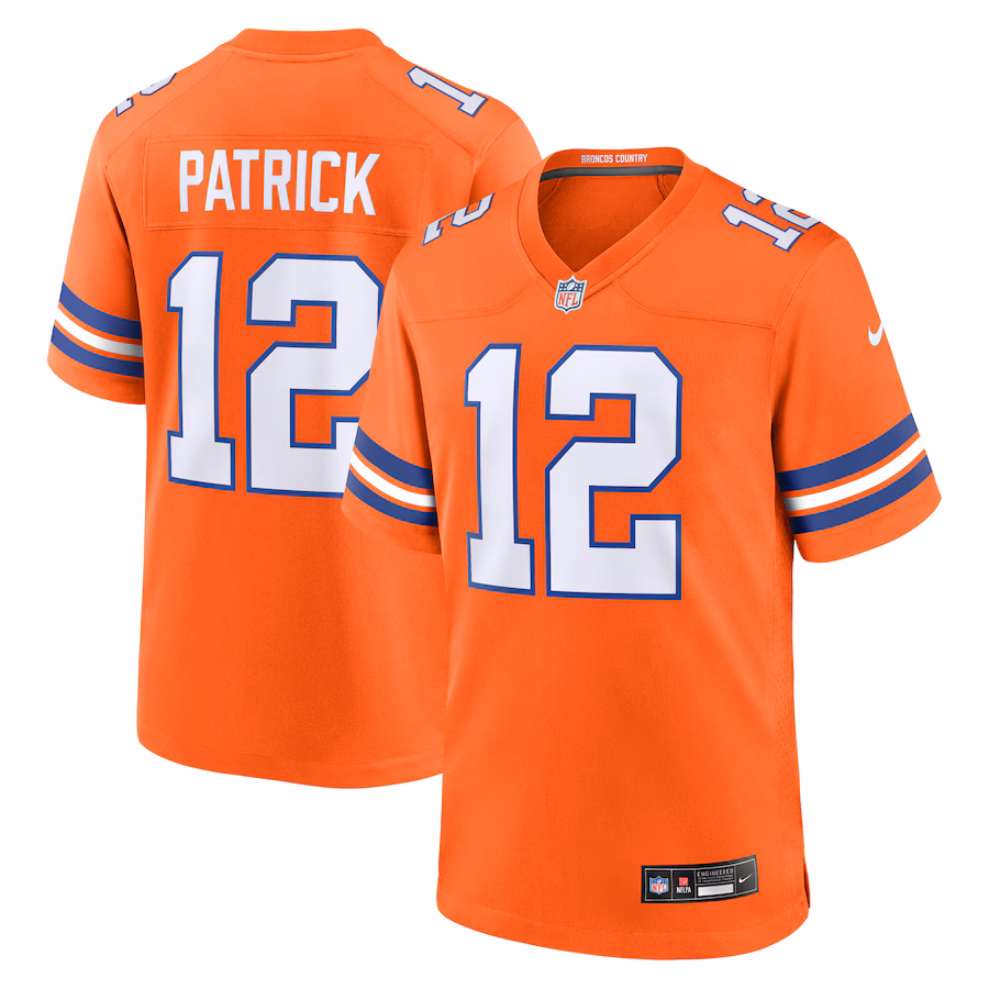 Men's Denver Broncos Tim Patrick Nike Orange Mile High Collection 1977 Throwback Player Game Jersey - ujerseystore