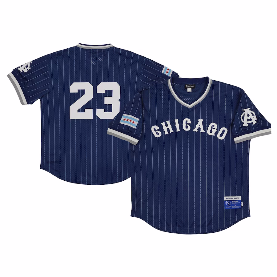 Men's Chicago American Giants #23 Rings & Crwns Navy Mesh Replica V-Neck Jersey - ujerseystore