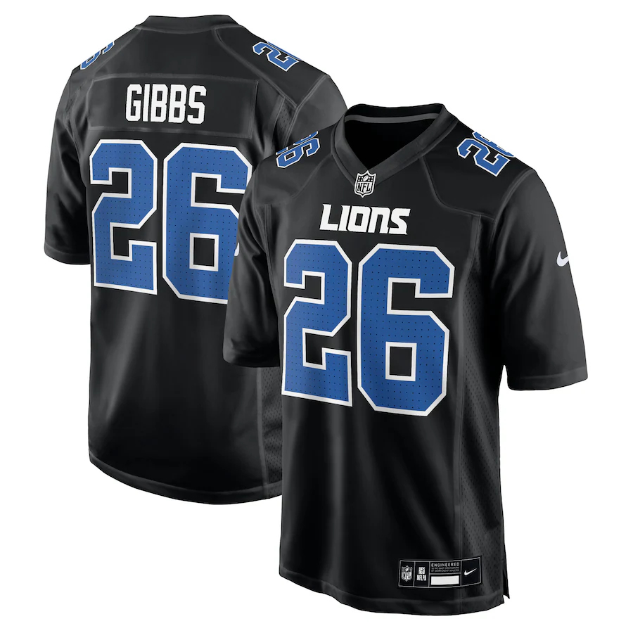 Men's Detroit Lions Jahmyr Gibbs Nike Carbon Black Fashion Jersey - ujerseystore