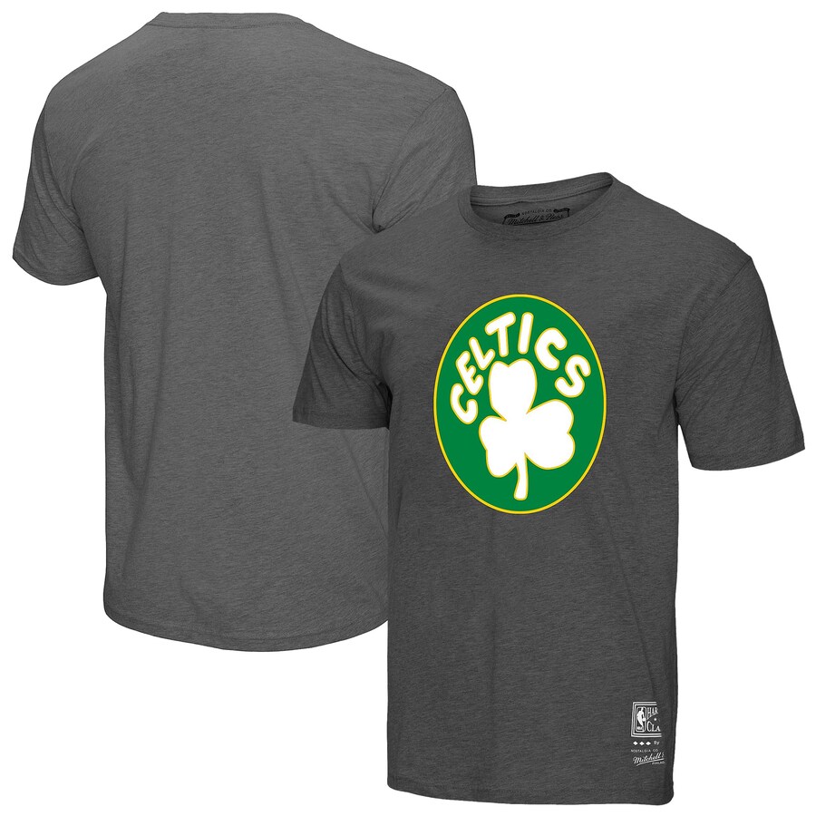 Unisex Boston Celtics Mitchell & Ness Heather Gray Hardwood Classics MVP Throwback Logo T-Shirt - ujerseystore