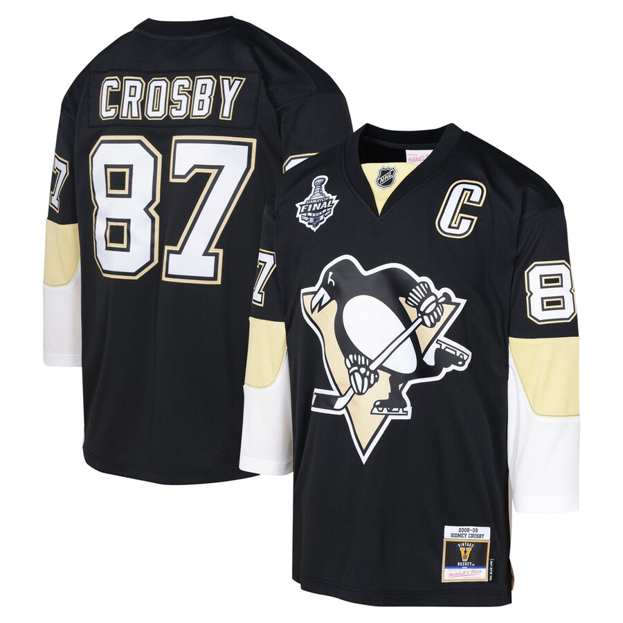Youth Pittsburgh Penguins Sidney Crosby Mitchell & Ness Black 2008 Blue Line Player Jersey - ujerseystore