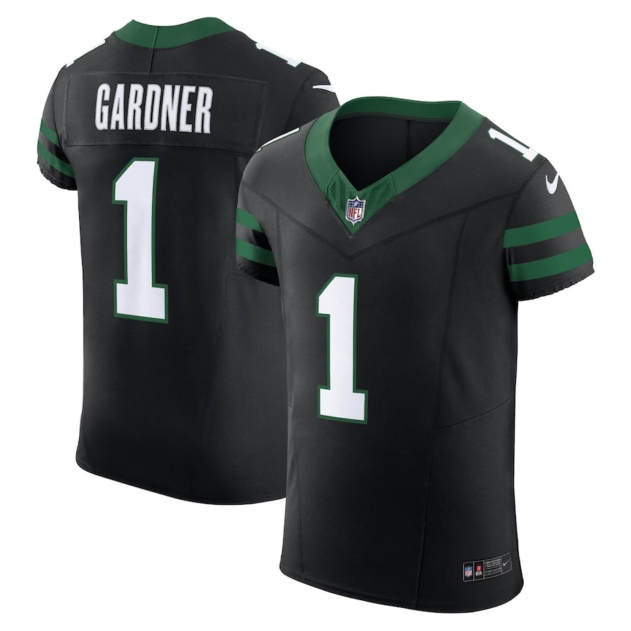 Men's New York Jets Ahmad Sauce Gardner Nike Legacy Black Alternate Vapor F.U.S.E. Elite Jersey - ujerseystore