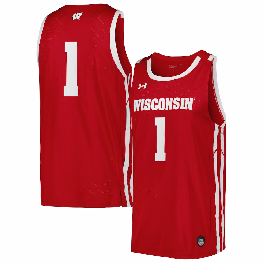 Wisconsin Badgers Under Armour Replica Basketball Jersey - Red - ujerseystore