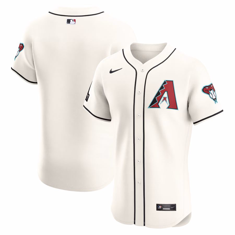 Men's Arizona Diamondbacks Nike White Home Elite Patch Jersey - ujerseystore
