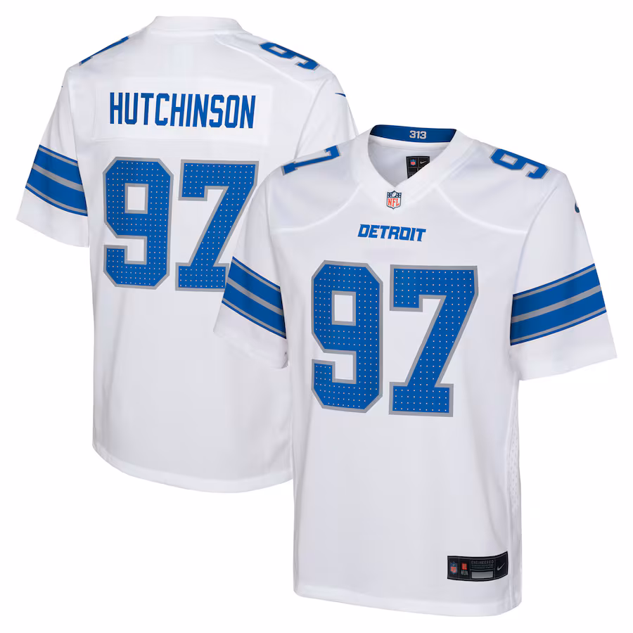Youth Detroit Lions Aidan Hutchinson Nike White Player Game Jersey - ujerseystore