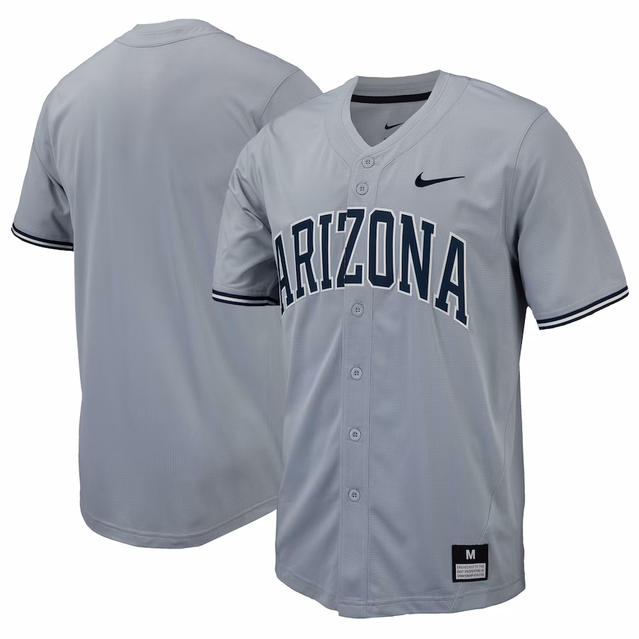 Men's Nike Gray Arizona Wildcats Replica Full-Button Baseball Jersey - ujerseystore