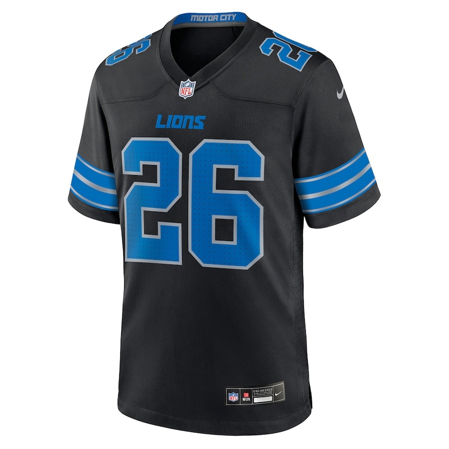 Men's Detroit Lions Jahmyr Gibbs Nike Black 2nd Alternate Game Jersey - ujerseystore