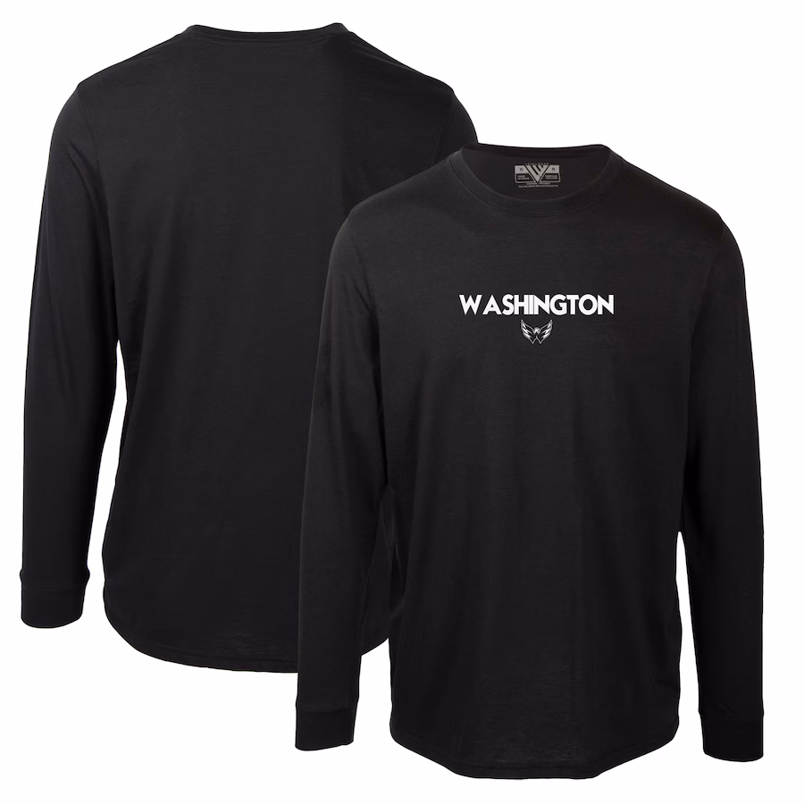 Men's Washington Capitals Levelwear Black Oscar City Capsule Long Sleeve T-Shirt - ujerseystore