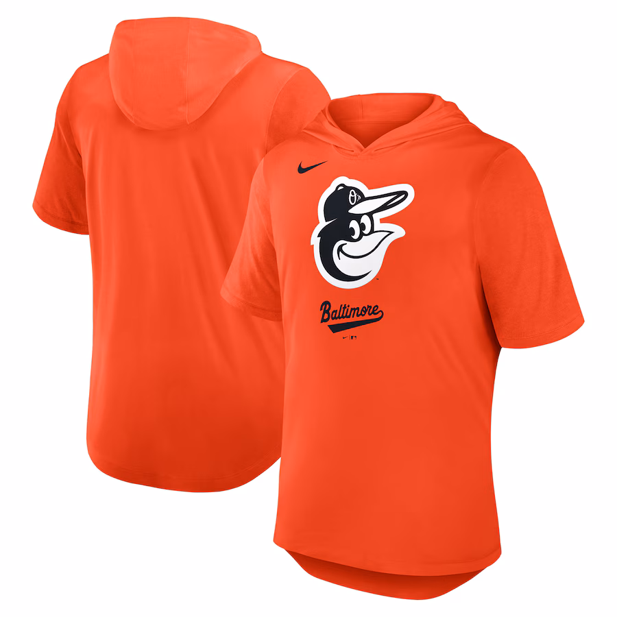 Men's Baltimore Orioles Nike Orange Tri-Blend Hoodie T-Shirt - ujerseystore