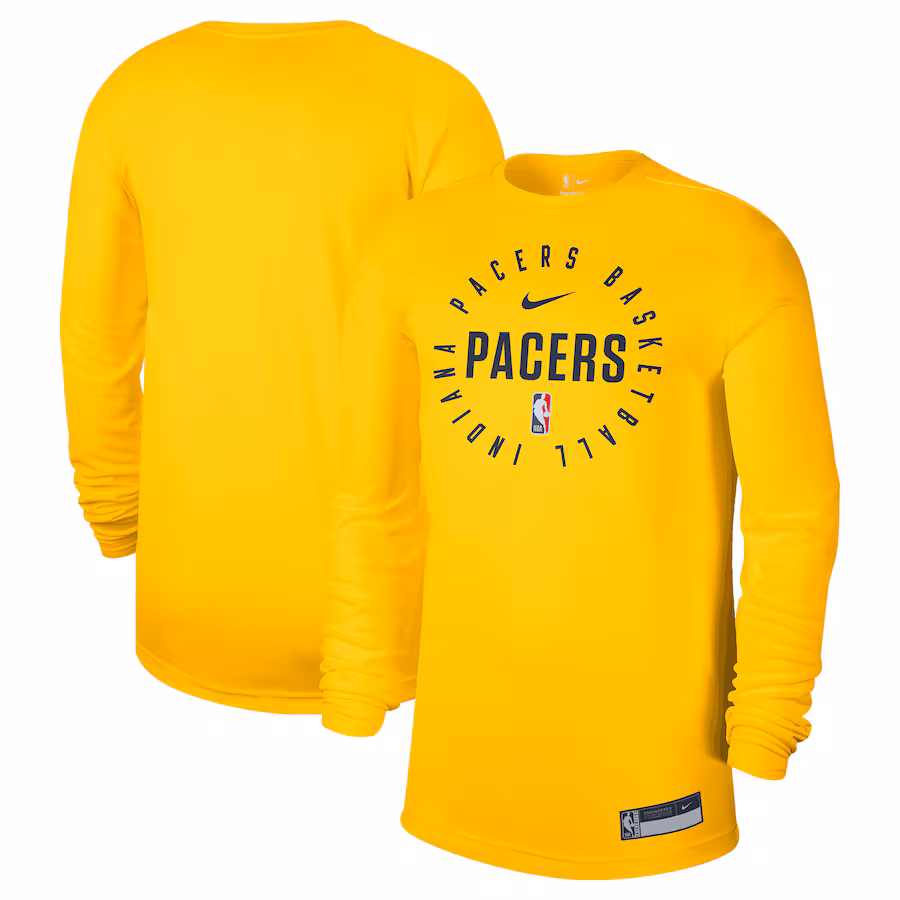 Men's Indiana Pacers Nike Gold 2024/25 Legend On-Court Practice Long Sleeve T-Shirt - ujerseystore