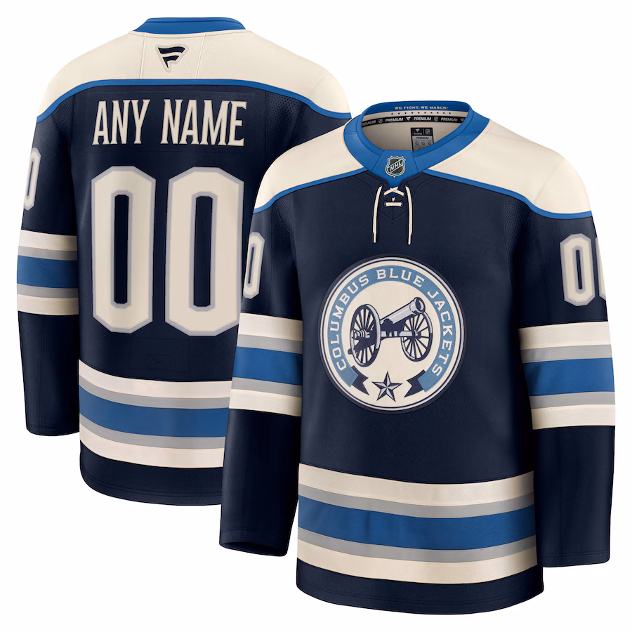 Men's Columbus Blue Jackets Fanatics Navy Alternate Premium Custom Jersey - ujerseystore
