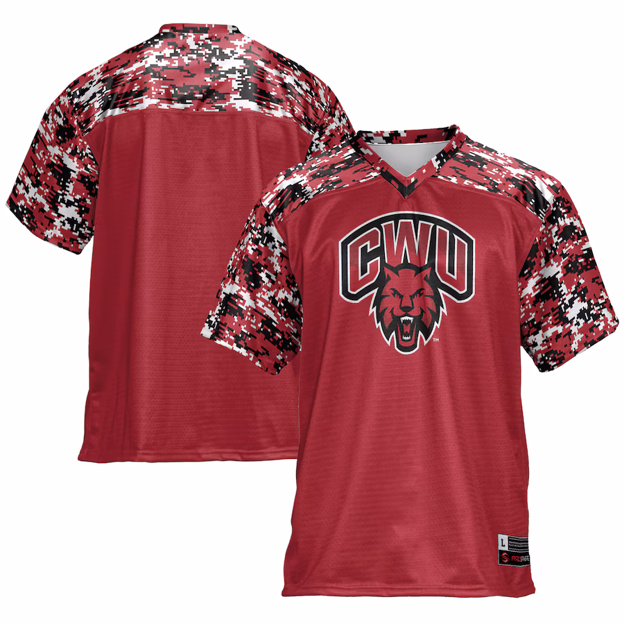 Men's GameDay Greats Crimson Central Washington Wildcats Football Jersey - ujerseystore