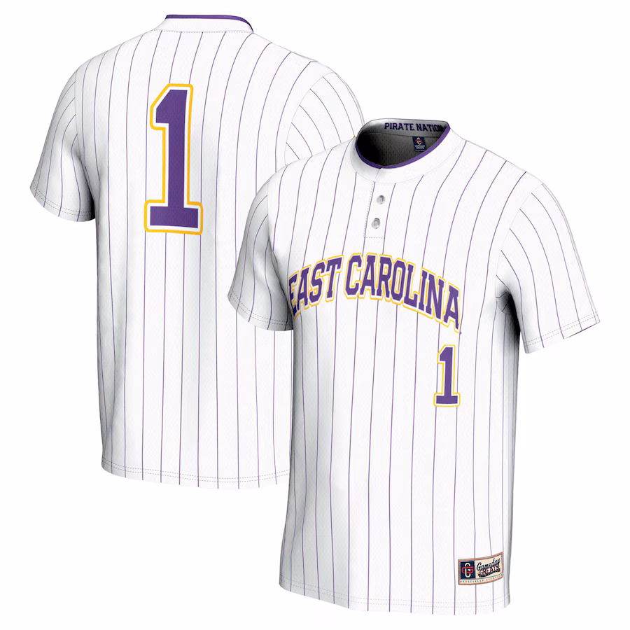 Youth GameDay Greats #1 White ECU Pirates Lightweight Softball Jersey - ujerseystore