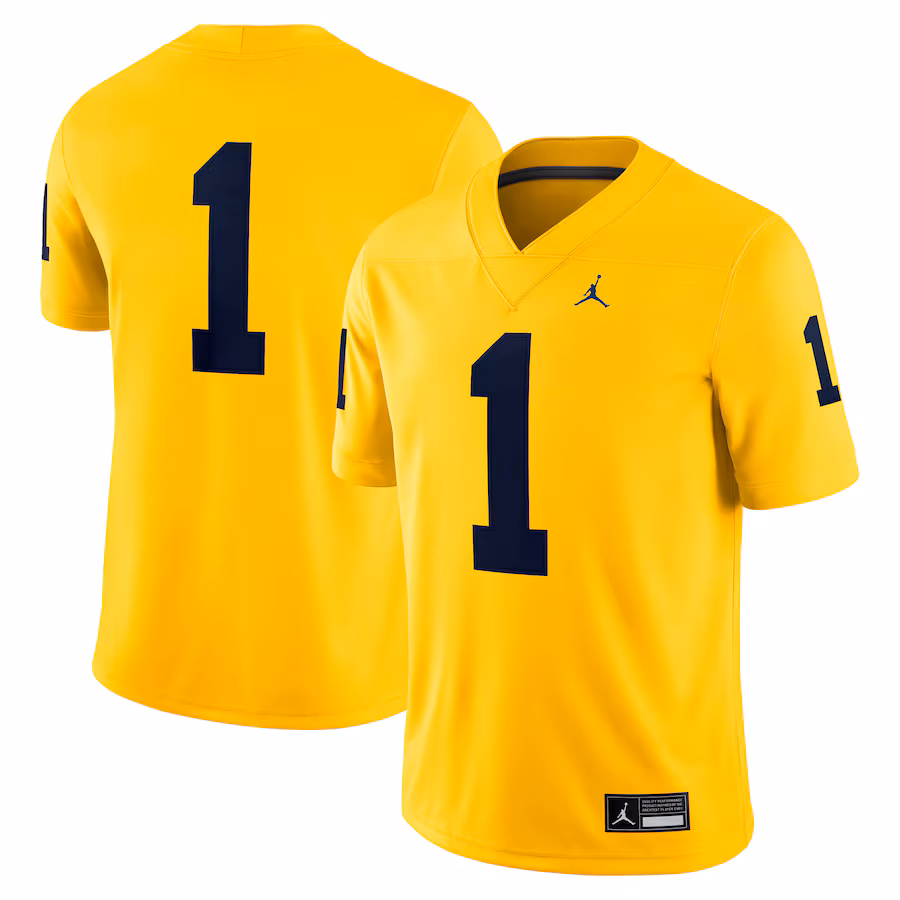Men's Jordan Brand #1 Maize Michigan Wolverines Alternate Game Jersey - ujerseystore