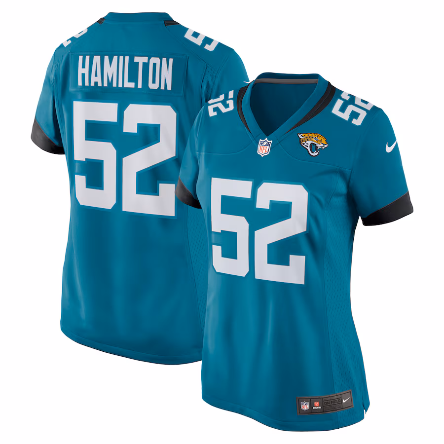 Women's Jacksonville Jaguars DaVon Hamilton Nike Teal Nike Game Jersey - ujerseystore