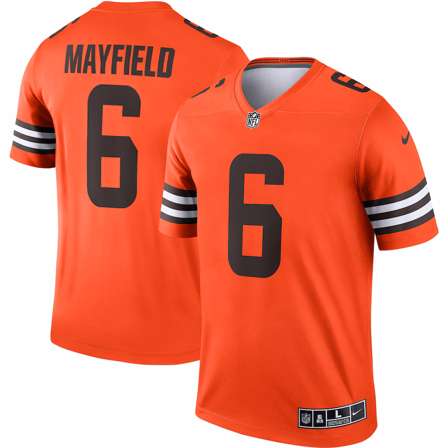 Men's Cleveland Browns Baker Mayfield Nike Orange Inverted Legend Jersey - ujerseystore