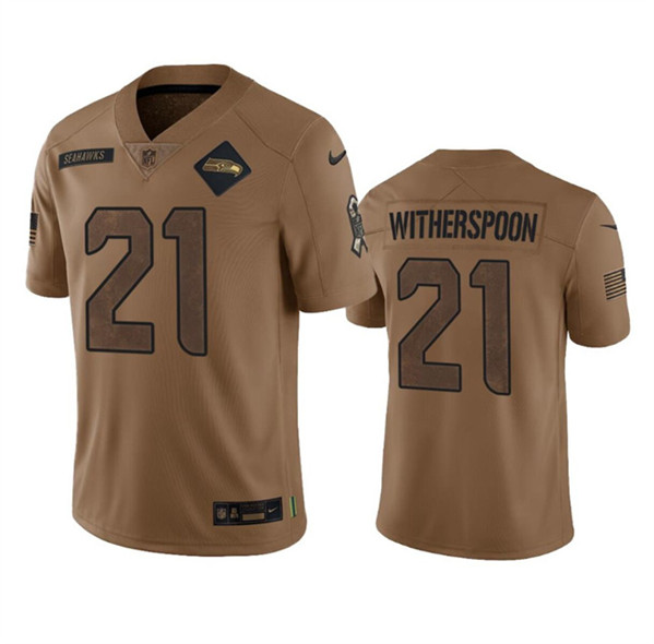 Men's Seattle Seahawks #21 Devon Witherspoon 2023 Brown Salute To Service Limited Football Stitched Jersey - ujerseystore