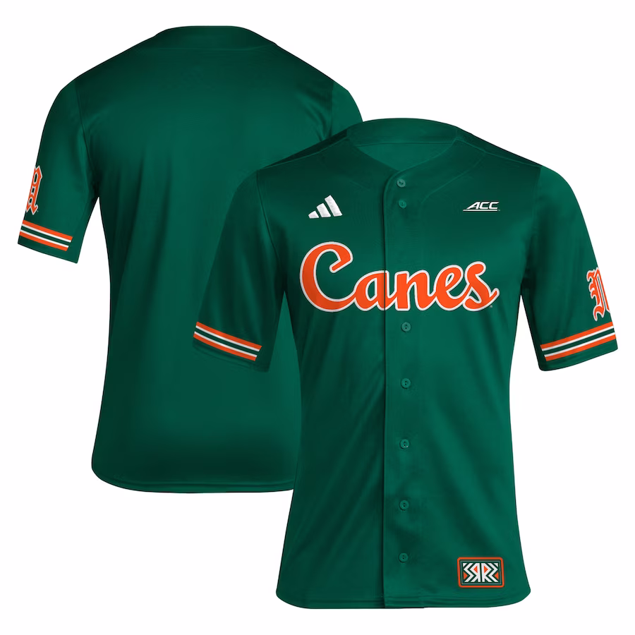 Miami Hurricanes adidas Reverse Retro Replica Baseball Jersey - Green - ujerseystore