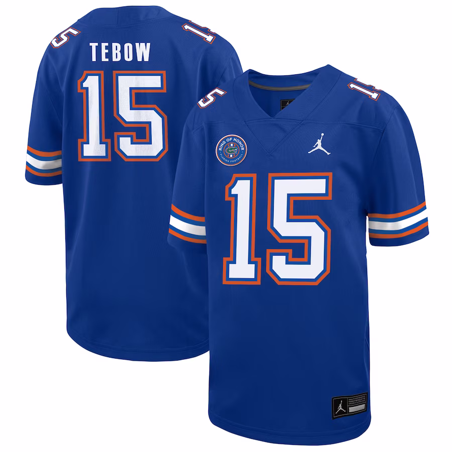 Tim Tebow Florida Gators Jordan Brand Youth Ring of Honor Untouchable Replica Jersey - Royal - ujerseystore