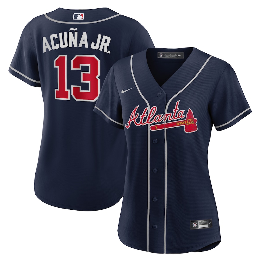 Women's Atlanta Braves Ronald Acuña Jr. Nike Navy Alternate Replica Player Jersey - ujerseystore