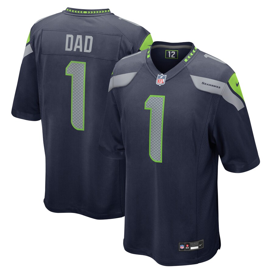 Men's Seattle Seahawks Number 1 Dad Nike College Navy Game Jersey - ujerseystore