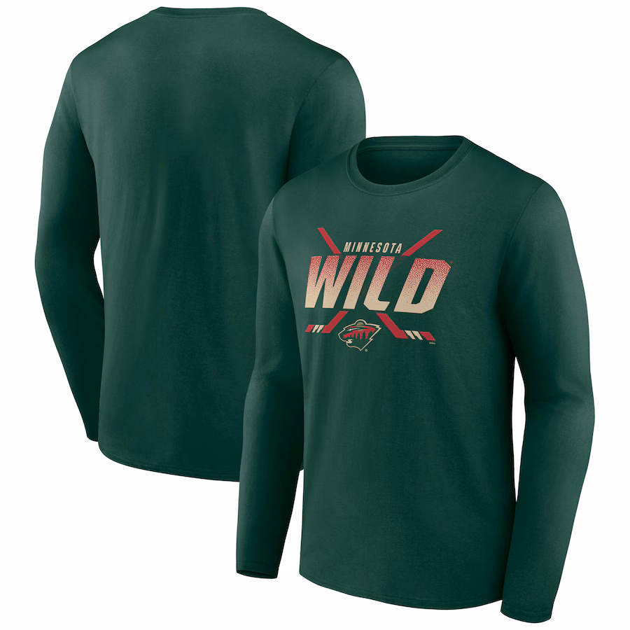 Men's Minnesota Wild Fanatics Green Covert Long Sleeve T-Shirt - ujerseystore