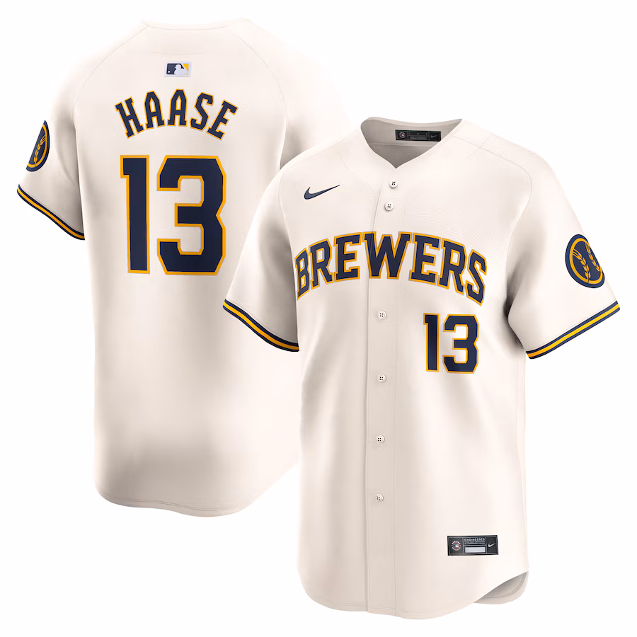 Men's Milwaukee Brewers Eric Haase Nike Cream Home Limited Player Jersey - ujerseystore