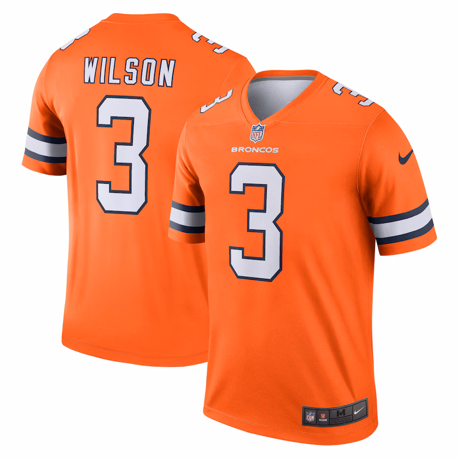 Men's Denver Broncos Russell Wilson Nike Orange Alternate Legend Player Performance Top - ujerseystore