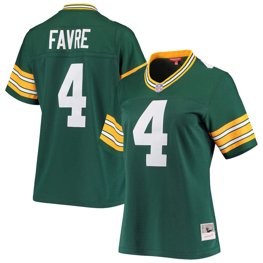Women's Green Bay Packers Brett Favre Mitchell & Ness Green 1996 Legacy Replica Player Jersey - ujerseystore