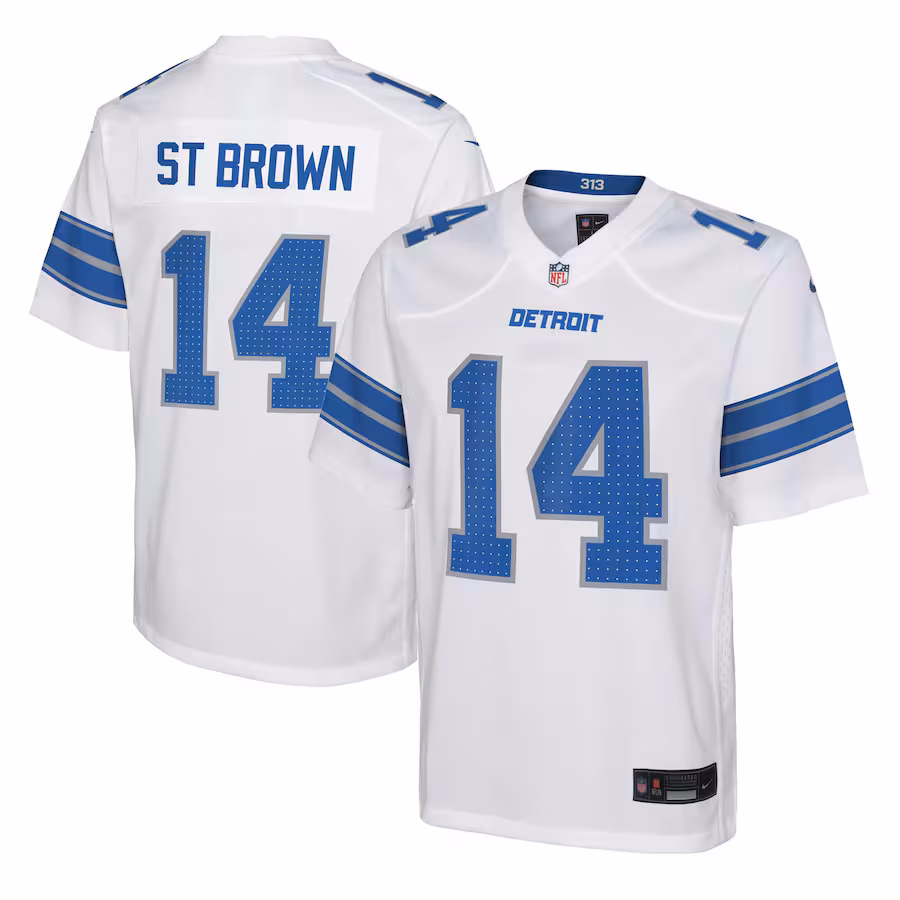 Youth Detroit Lions Amon-Ra St. Brown Nike White Player Game Jersey - ujerseystore