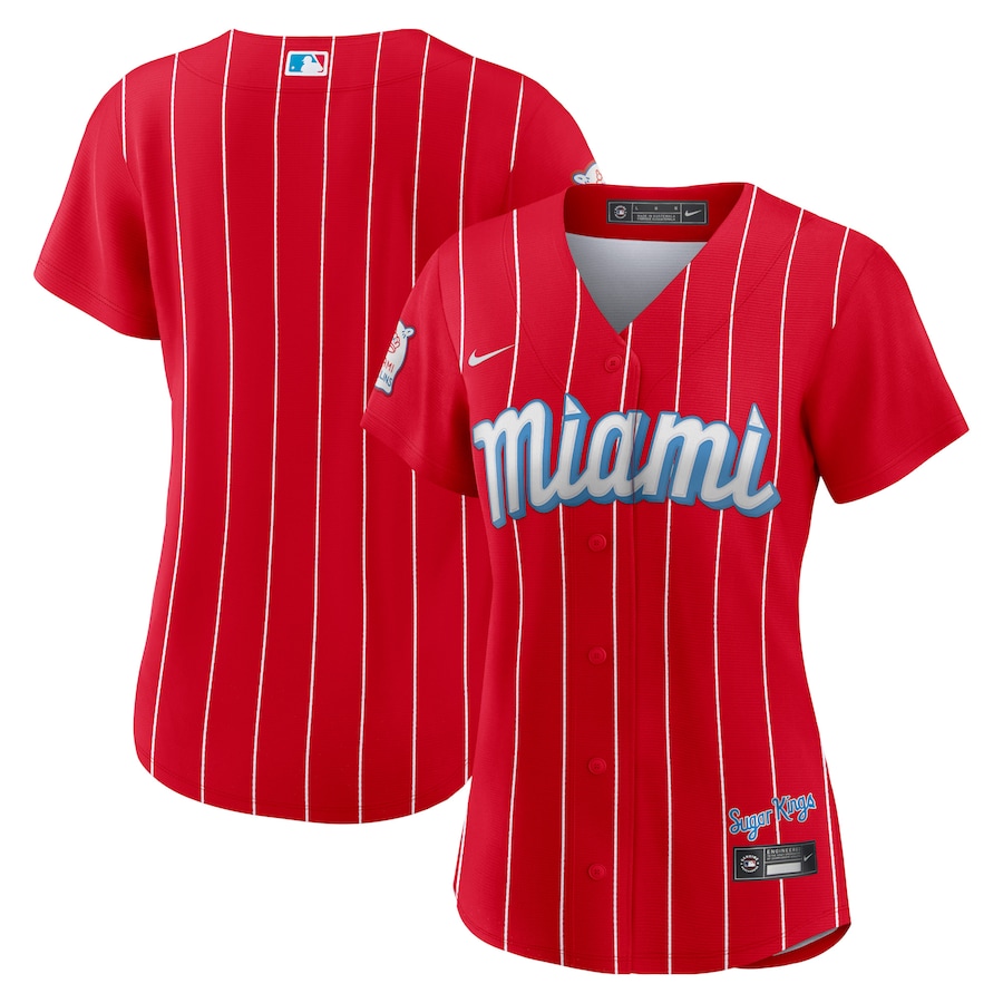 Women's Miami Marlins Nike Red 2021 City Connect Replica Team Jersey - ujerseystore