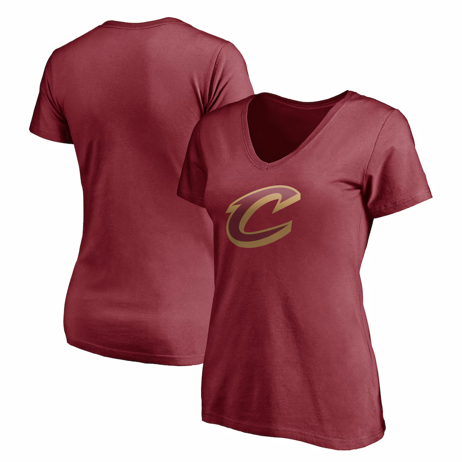 Women's Cleveland Cavaliers Garnet Logo V-Neck T-Shirt - ujerseystore