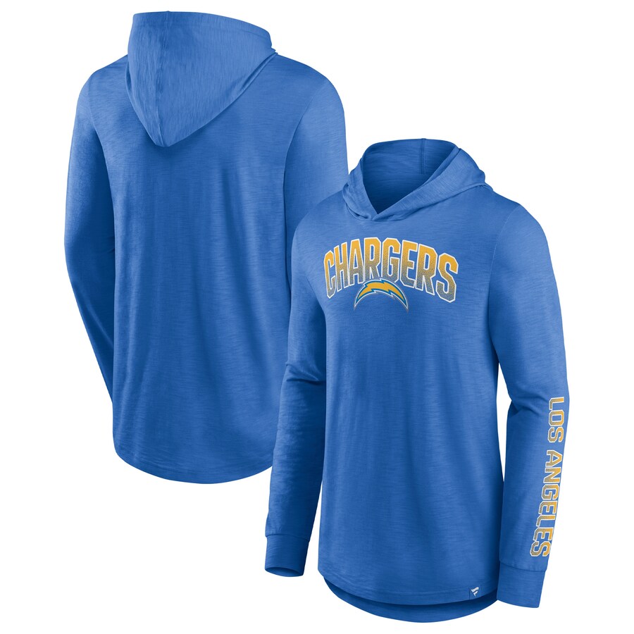 Men's Los Angeles Chargers Fanatics Powder Blue Front Runner Long Sleeve Hooded T-Shirt - ujerseystore