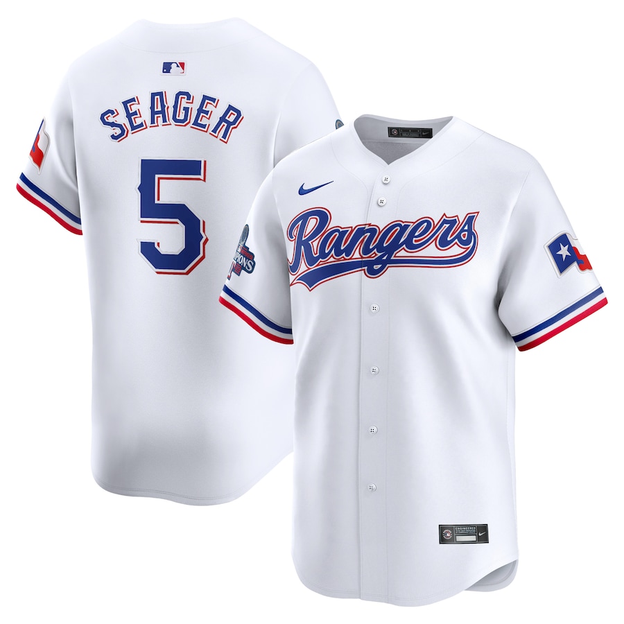 Men's Texas Rangers Corey Seager Nike White Home 2023 World Series Champions Limited Jersey - ujerseystore