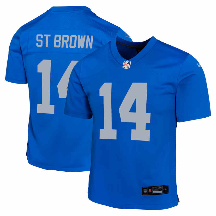 Youth Detroit Lions Amon-Ra St. Brown Nike  Blue Alternate Game Jersey - ujerseystore