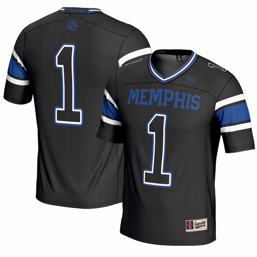 Youth GameDay Greats #1 Black Memphis Tigers Endzone Football Jersey - ujerseystore