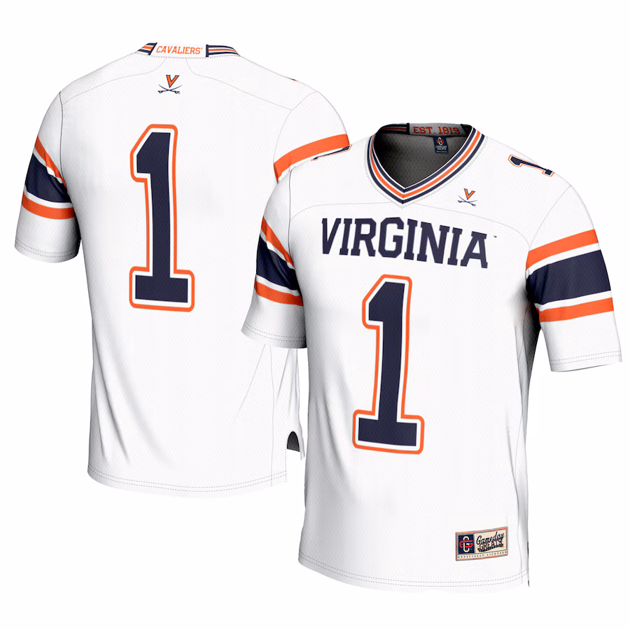 Men's GameDay Greats #1 White Virginia Cavaliers Football Jersey - ujerseystore