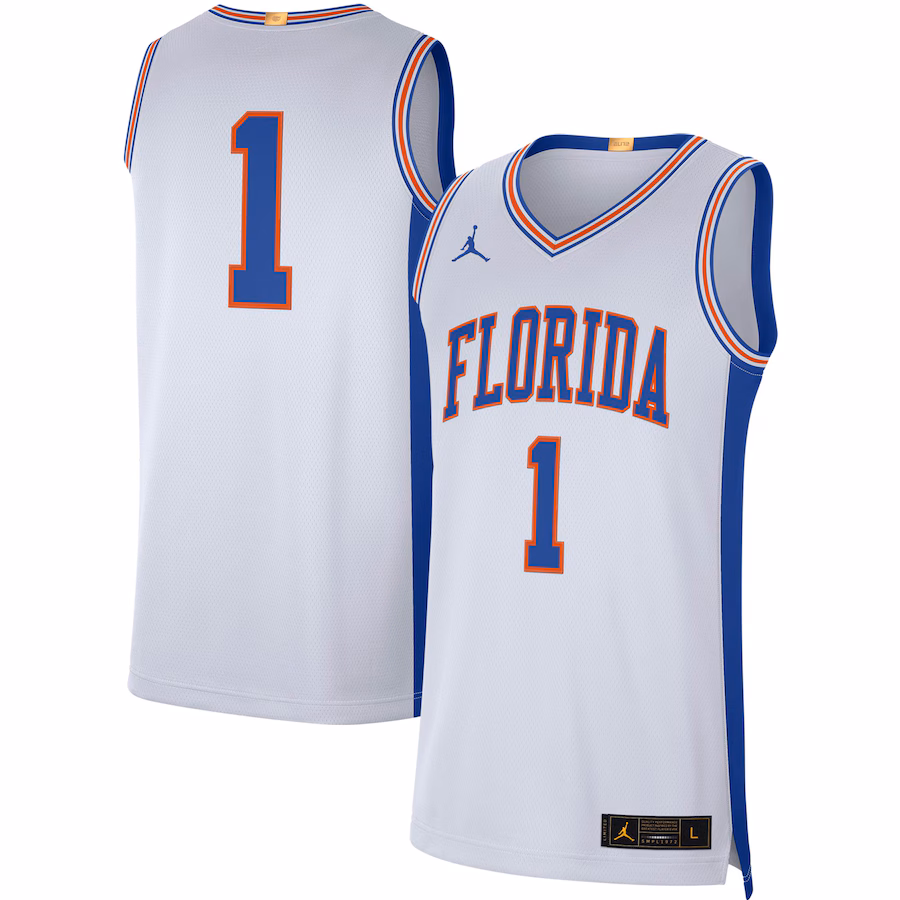 Men's Jordan Brand #1 White Florida Gators Retro Limited Jersey - ujerseystore