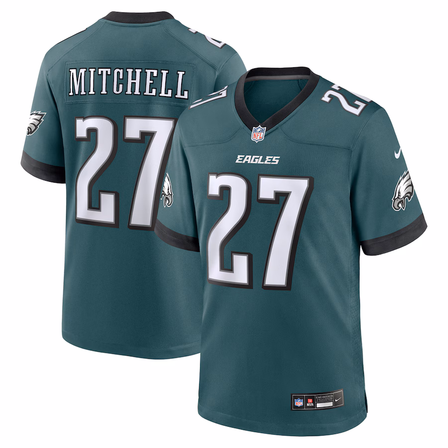 Men's Philadelphia Eagles Quinyon Mitchell Nike Midnight Green Team Game Jersey - ujerseystore