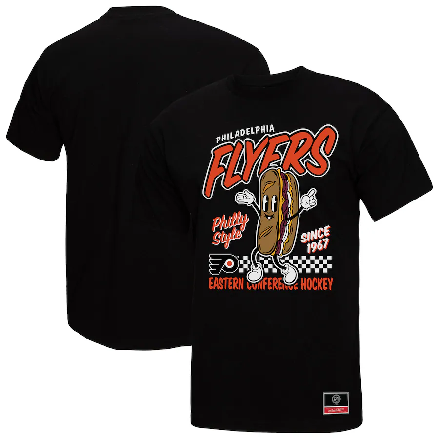 Men's Philadelphia Flyers Mitchell & Ness Black Local Food T-Shirt - ujerseystore