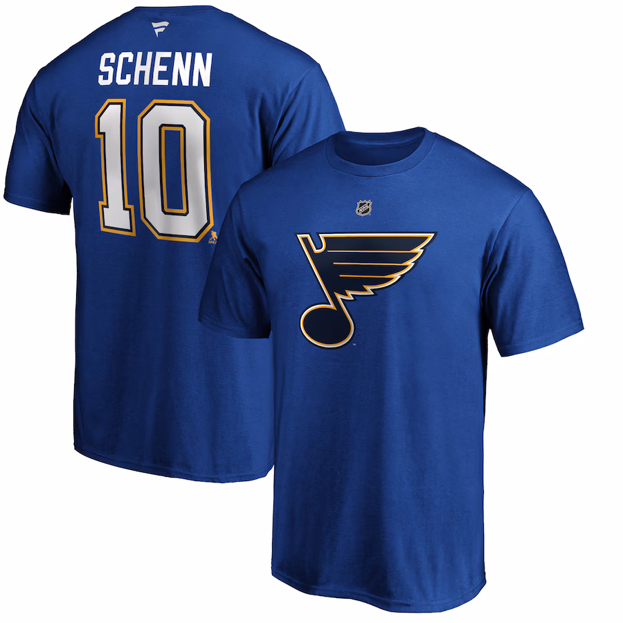 Men's St. Louis Blues Brayden Schenn Fanatics Blue Authentic Stack Player Name & Number T-Shirt - ujerseystore