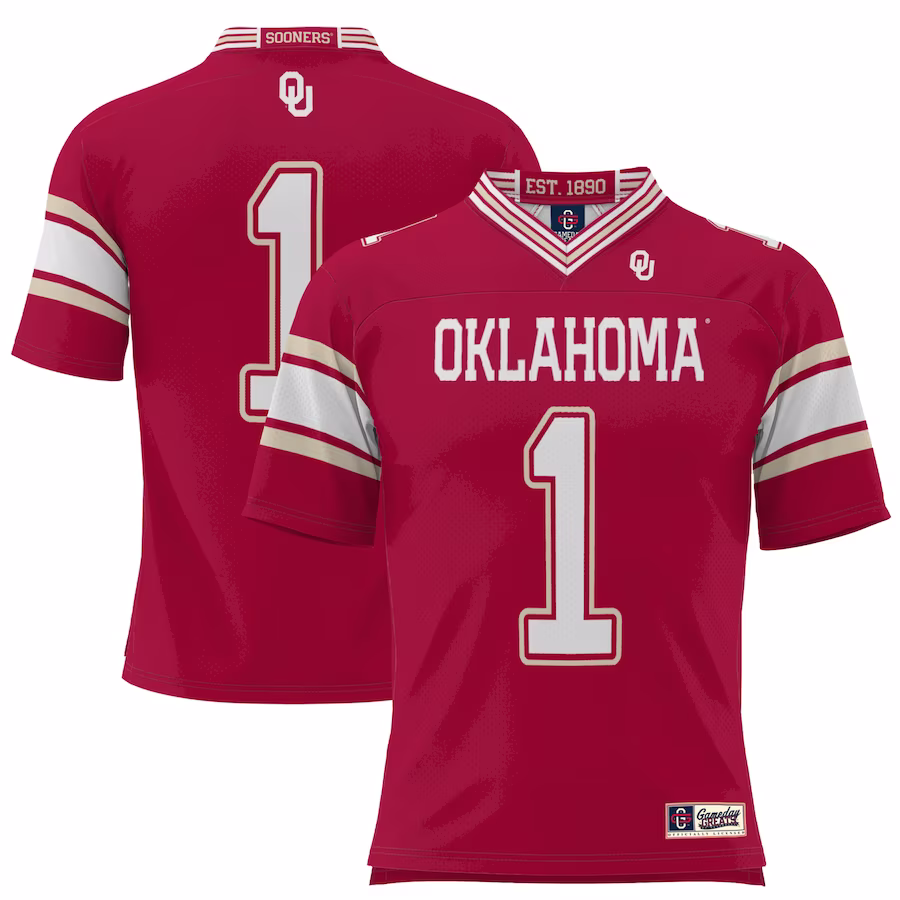 #1 Oklahoma Sooners GameDay Greats Football Jersey - Crimson - ujerseystore