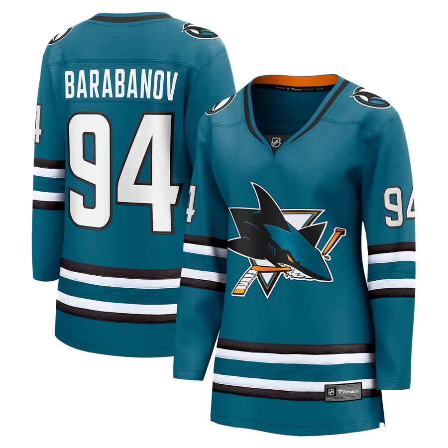 Women's San Jose Sharks Alexander Barabanov Fanatics Branded Teal Home Breakaway Player Jersey - ujerseystore