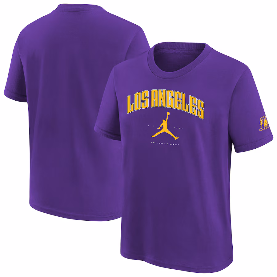 Youth Los Angeles Lakers Jordan Brand Purple Essential Cities T-Shirt - ujerseystore