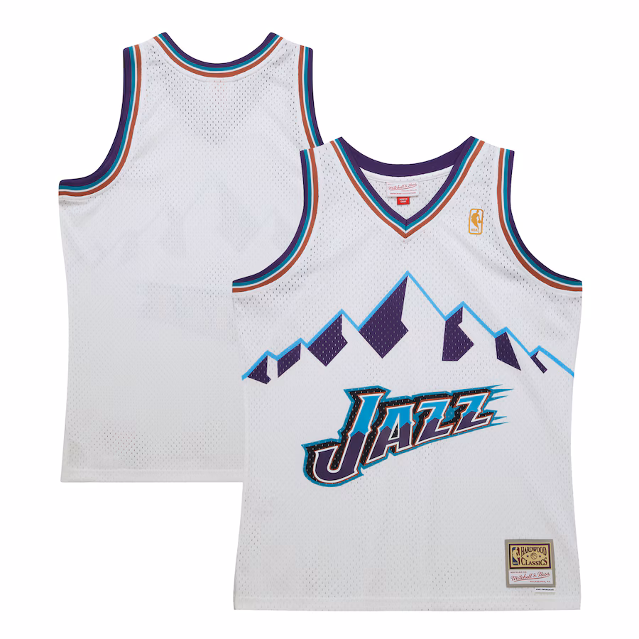 Men's Utah Jazz  Mitchell & Ness White 1996-97 Hardwood Classics Swingman Jersey - ujerseystore